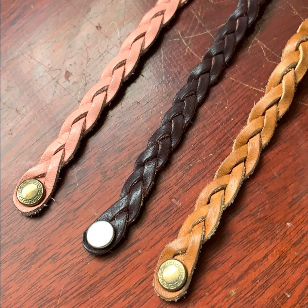 Braided Leather Bracelet Set   7 1/2 inches long